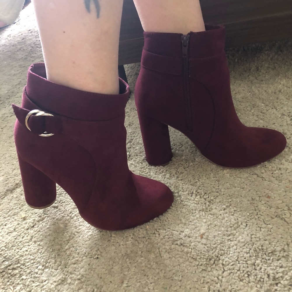 Burgundy Ankle Booties 9